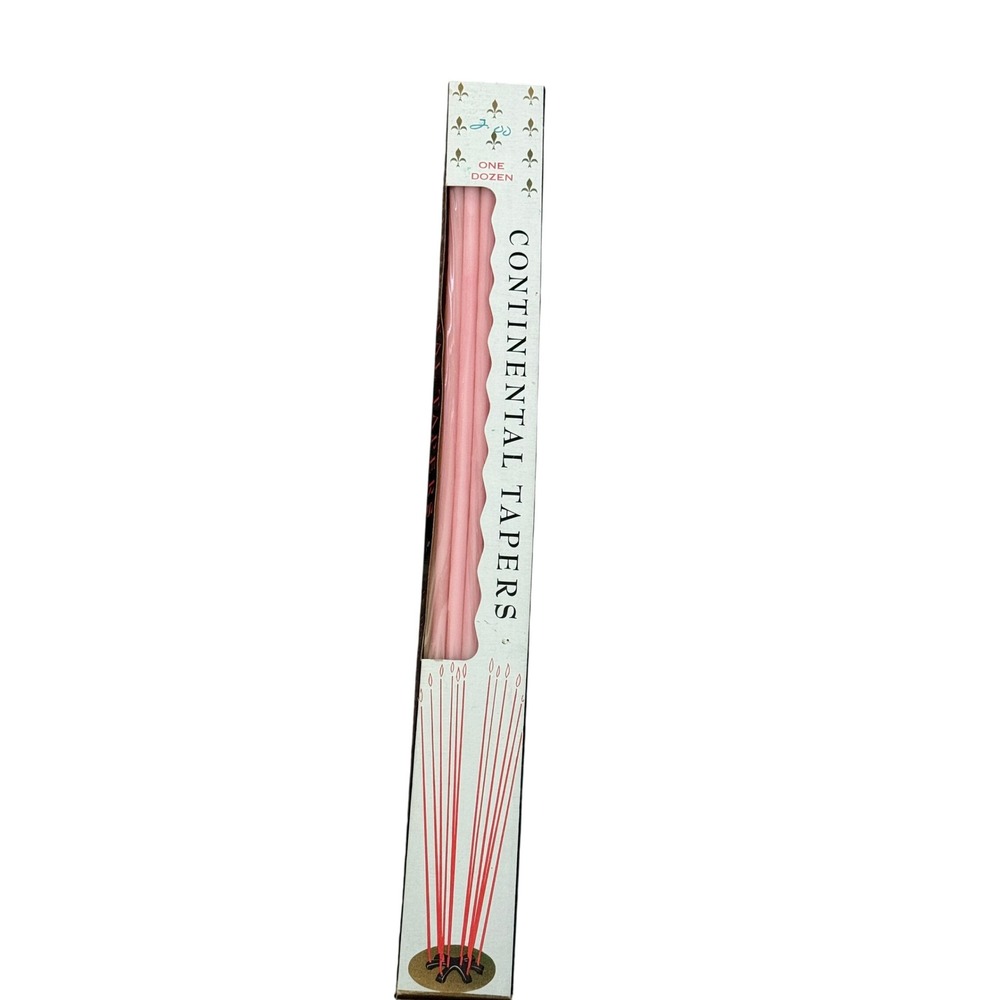 NOS Vintage Columbia Wax Continental‎ 15" Tapers Pink Candle Set One Dozen USA